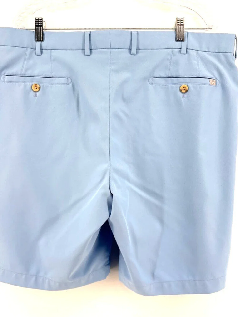 Peter Millar Men's Shorts Flat Front/Button Light Blue Size 38